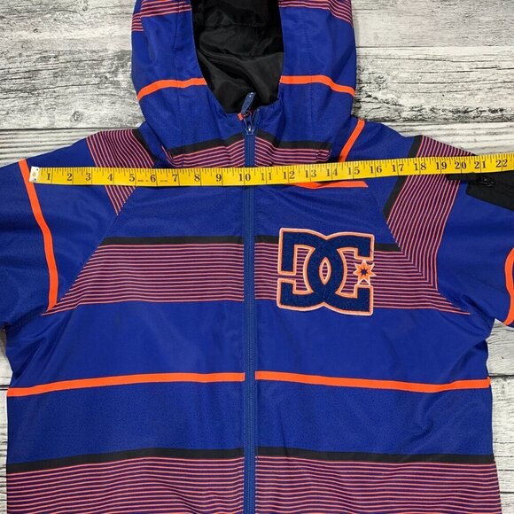 DC Shoes Co 10K Blue Orange Stripe Hooded Winter Snowboard Ski Jacket - Picture 7 of 13